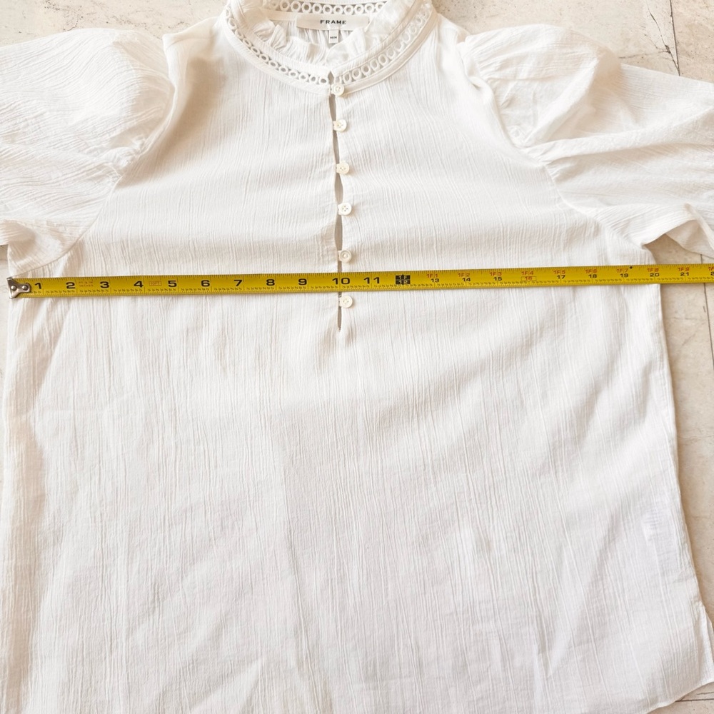 Frame The Ruffe Collar White Top Blouse size M - Picture 10 of 14